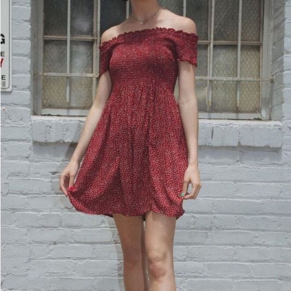 Brandy Melville red/floral print dress